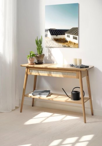 Barrali konsollbord, m. 1 hylle og 1 skuff - naturlig rotting, eikefiner og eik (110x40)