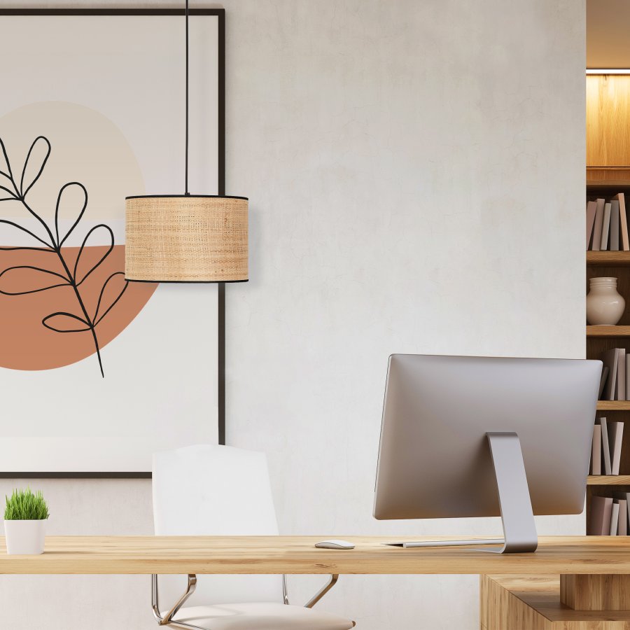 TK Liberia loftlampe 300 - natur flet og sort metal