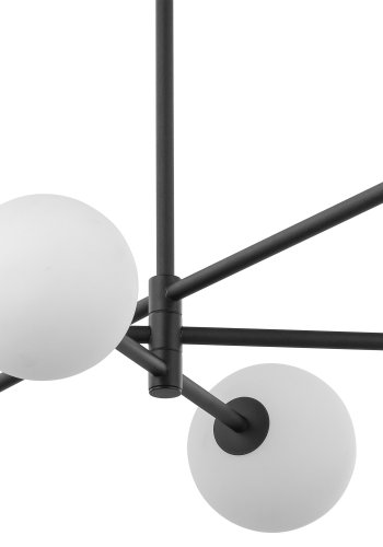 TK Sarius Deckenleuchte, High, mit 6 Schirmen - weißes Glas und schwarzes Metall