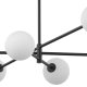 TK Sarius Deckenleuchte, High, mit 6 Schirmen - weißes Glas und schwarzes Metall