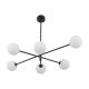 TK Sarius Deckenleuchte, High, mit 6 Schirmen - weißes Glas und schwarzes Metall