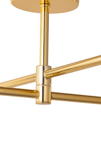 TK Sarius loftlampe, m. 4 skjermer - hvitt glass og gullmetall