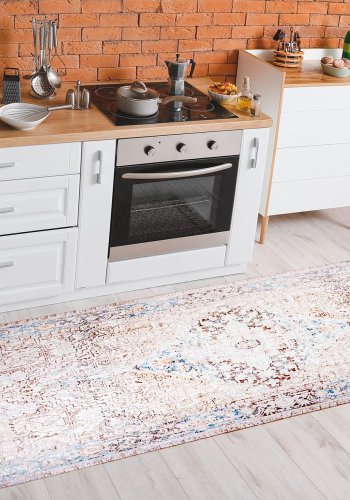 TEPPI Dorian Hall gulvtppe, m. mnster, rektangulr - multifarvet polyester (75x230)