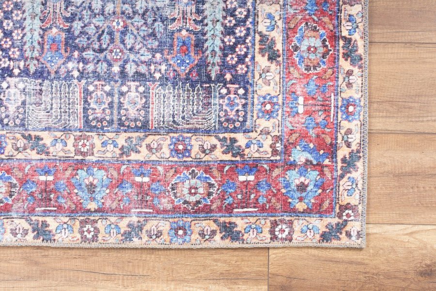 TEPPI Blues gulvtppe, m. mnster, rektangulr - multifarvet polyester (210x310)