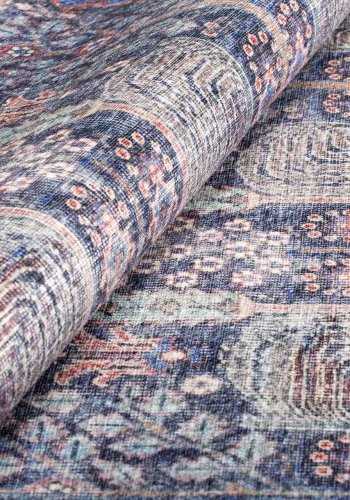 TEPPI Blues gulvtppe, m. mnster, rektangulr - multifarvet polyester (210x310)