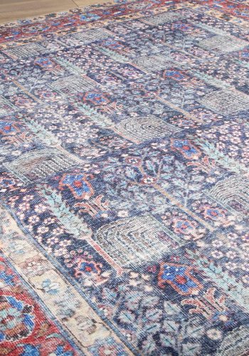 TEPPI Blues gulvtppe, m. mnster, rektangulr - multifarvet polyester (210x310)