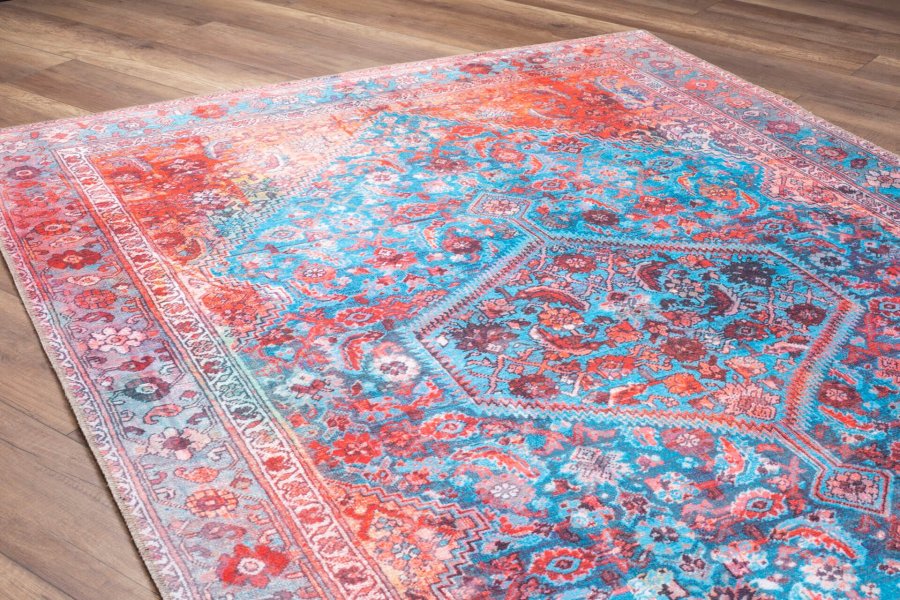 TEPPI Fusion gulvtppe, m. mnster, rektangulr - multifarvet polyester (210x310)