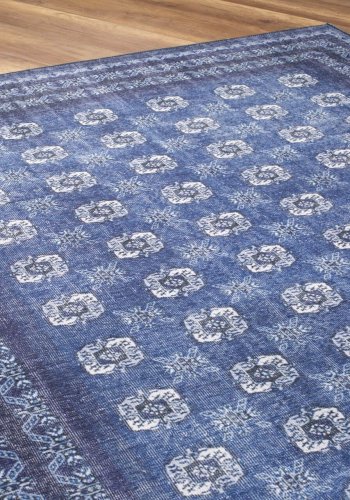 TEPPI Blues gulvtppe, m. mnster, rektangulr - multifarvet polyester (230x330)