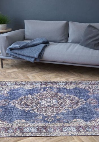 TEPPI Blues gulvtppe, m. mnster, rektangulr - multifarvet polyester (230x330)