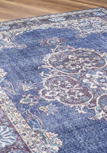 TEPPI Blues gulvtppe, m. mnster, rektangulr - multifarvet polyester (230x330)