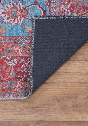 TEPPI Blues gulvtppe, m. mnster, rektangulr - multifarvet polyester (150x230)