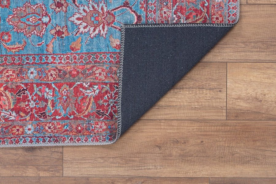 TEPPI Blues gulvtppe, m. mnster, rektangulr - multifarvet polyester (150x230)