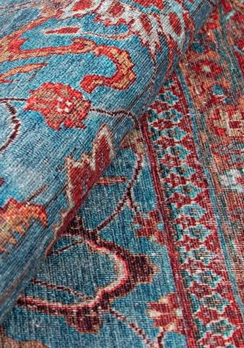 TEPPI Blues gulvtppe, m. mnster, rektangulr - multifarvet polyester (150x230)