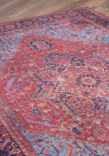 TEPPI Blues gulvtppe, m. mnster, rektangulr - multifarvet polyester (210x310)