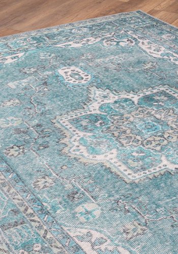 TEPPI Blues gulvtppe, m. mnster, rektangulr - multifarvet polyester (210x310)