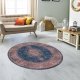 TEPPI Blues gulvtppe, m. mnster, rund - multifarvet polyester (150)