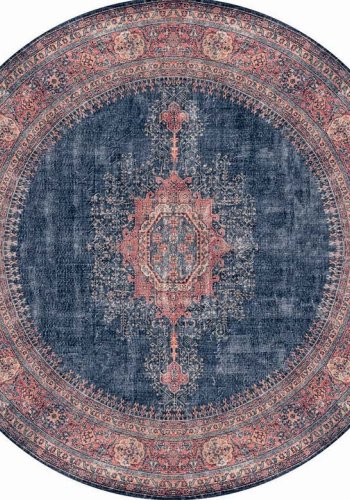 TEPPI Blues gulvtppe, m. mnster, rund - multifarvet polyester (150)