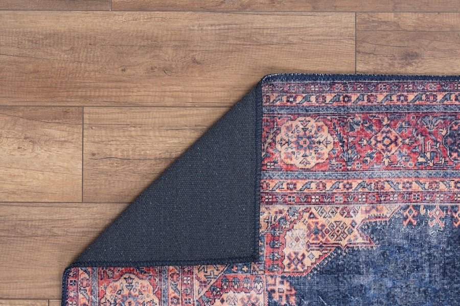 TEPPI Blues gulvtppe, m. mnster, rektangulr - multifarvet polyester (210x310)