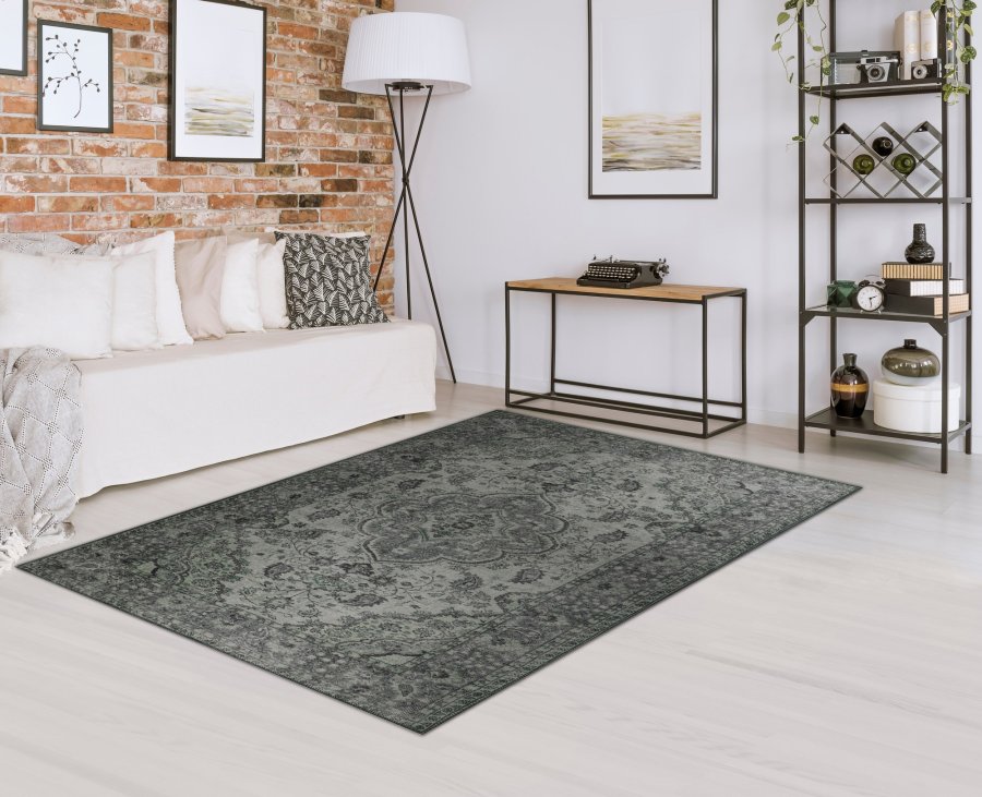 TEPPI Blues gulvtppe, m. mnster, rektangulr - multifarvet polyester (210x310)