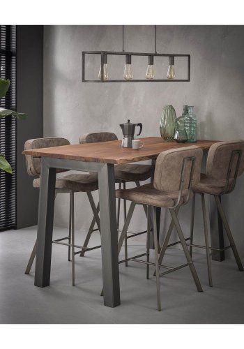 FURBO rektangulrt spisebord - naturlig akasietre og grtt metall (180x90)