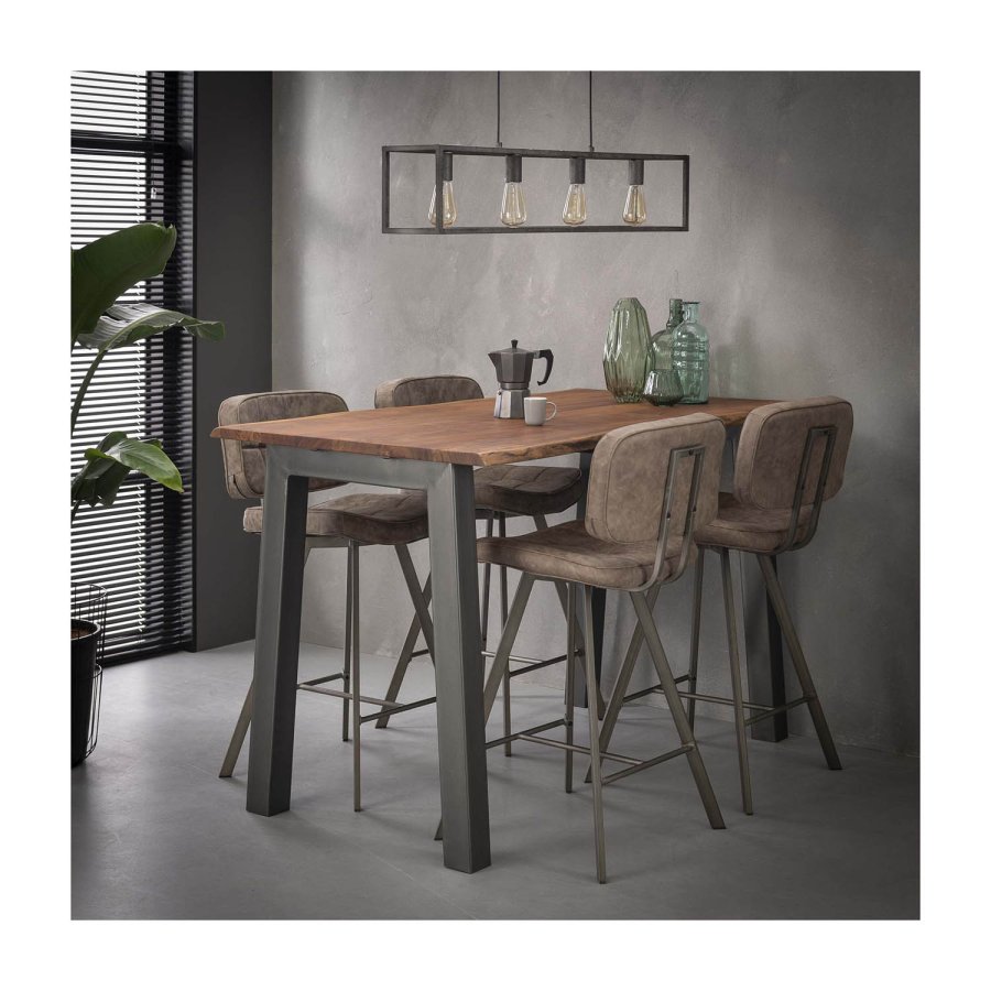 FURBO rektangulrt spisebord - naturlig akasietre og grtt metall (180x90)