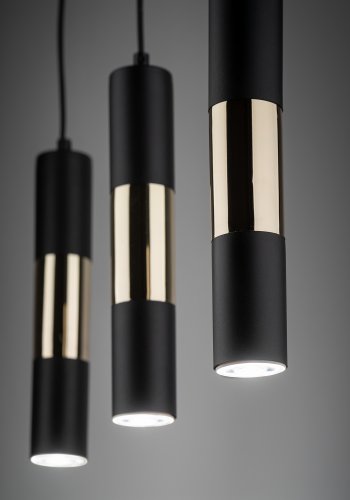 TK Vivien taklampe, m. 3 skjermer - gull og svart metall