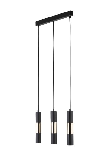 TK Vivien taklampe, m. 3 skjermer - gull og svart metall