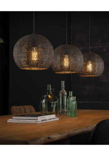 FURBO taklampe, m. 3 skjermer - slvjern