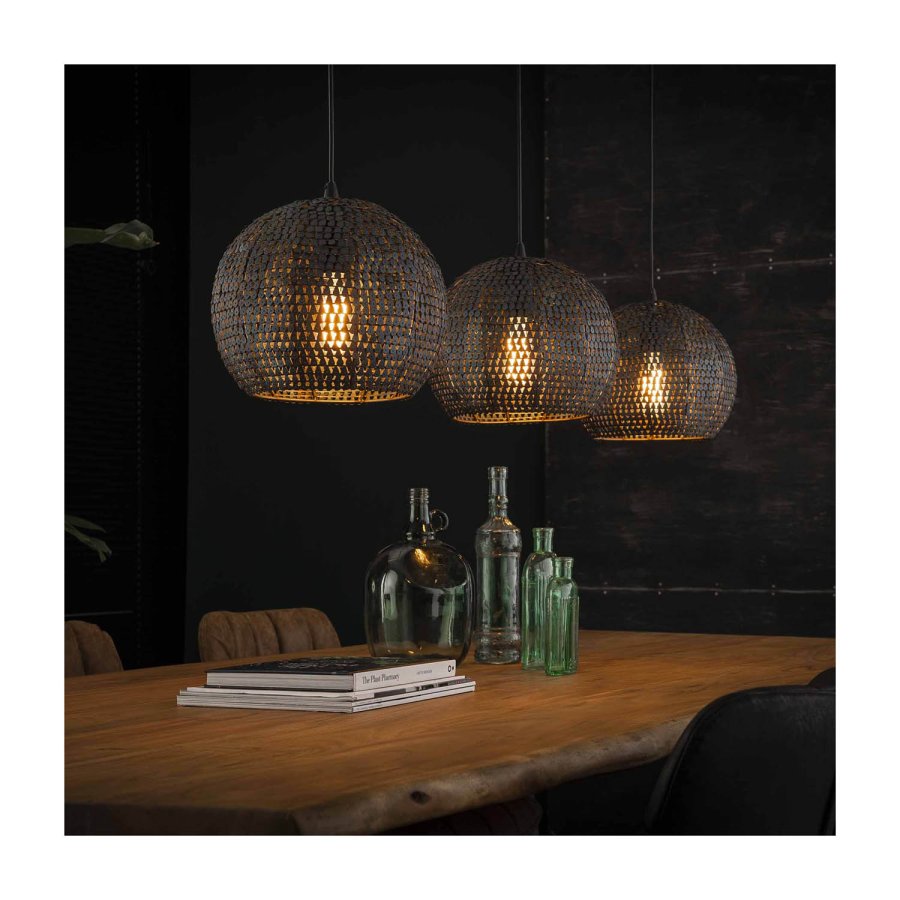 FURBO taklampe, m. 3 skjermer - slvjern