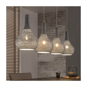 FURBO loftlampe, m. 4 lamper - gr jern