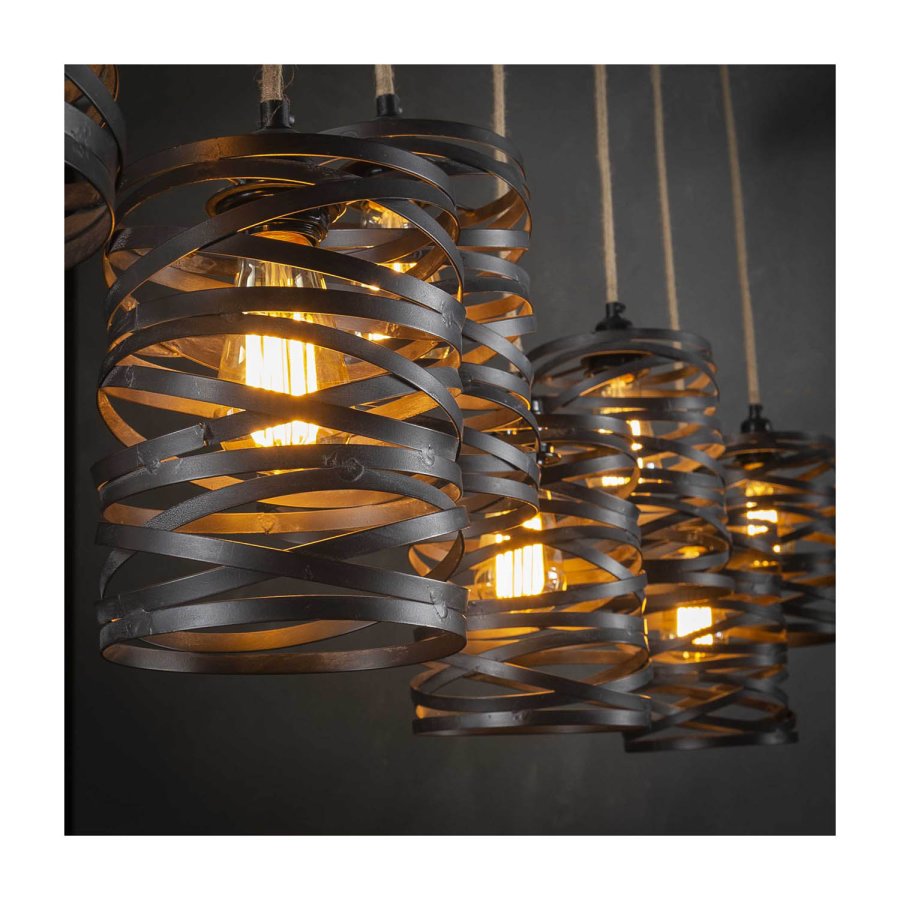 FURBO taklampe, m. 7 skjermer - gr metall