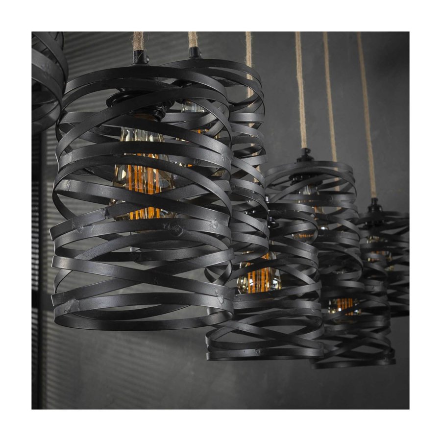 FURBO taklampe, m. 7 skjermer - gr metall