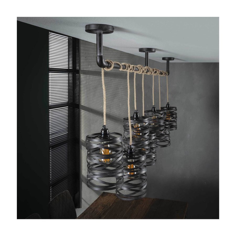 FURBO taklampe, m. 7 skjermer - gr metall