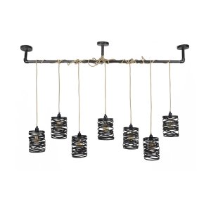 FURBO loftlampe, m. 7 skrme - gr metal