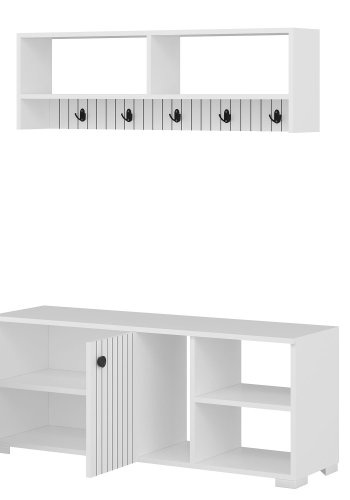 FUNZI LIVING Sarandon entrsett, med hattehylle og skoskap - hvit melamin