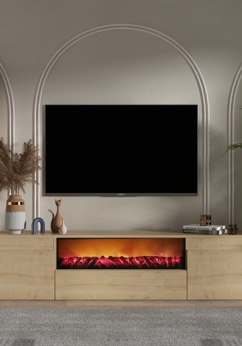 FUNZI LIVING Elodi Fireplace - TV-bord i safir ek