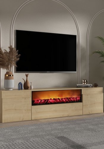FUNZI LIVING Elodi Fireplace - TV-bord i safir ek