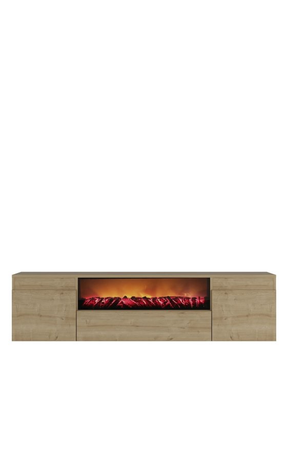 FUNZI LIVING Elodi Fireplace - TV-bord i safir ek
