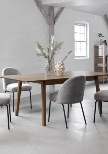 Bari spisebord, m. butterflybordplade - rgfarvet egefinér og egetr (95x140-200)