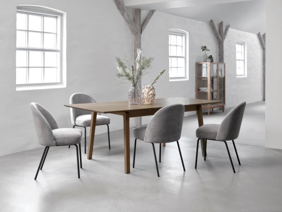 Bari spisebord, m. butterflybordplade - rgfarvet egefinér og egetr (95x140-200)