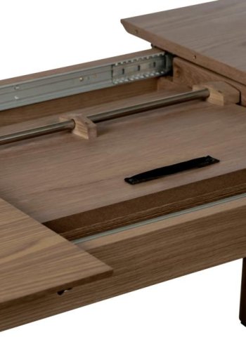 Bari spisebord, m. butterflybordplade - rgfarvet egefinér og egetr (95x140-200)