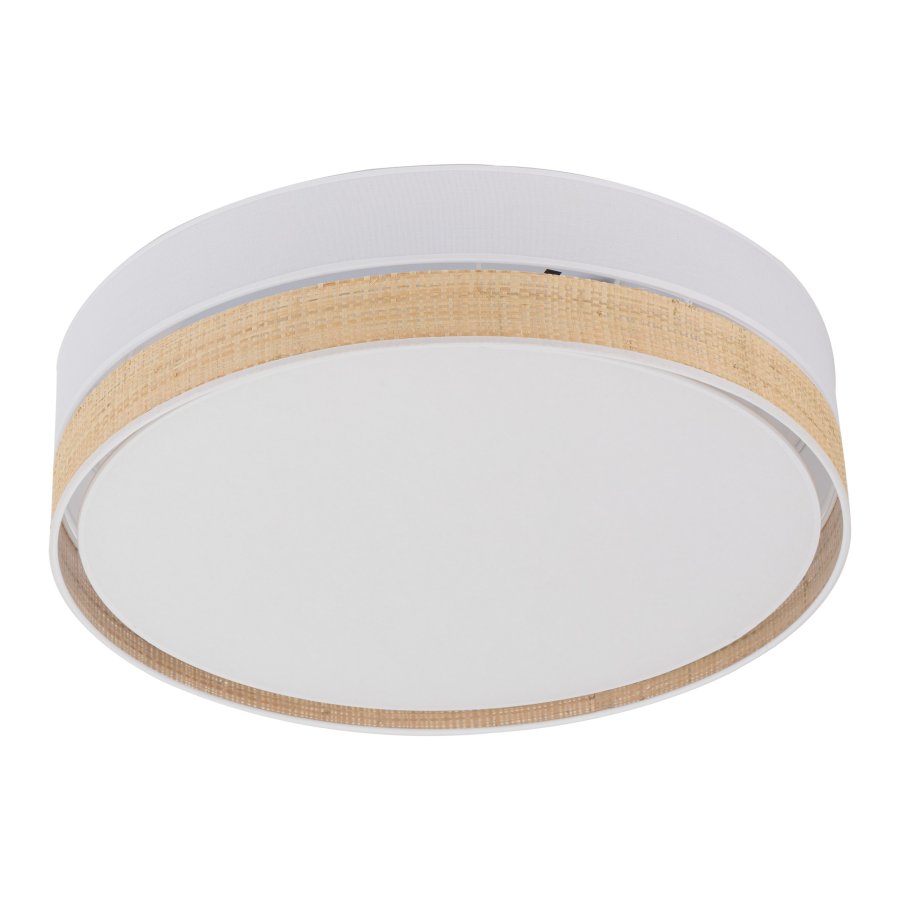 
TK Paglia taklampe - hvitt stoff og naturflett
