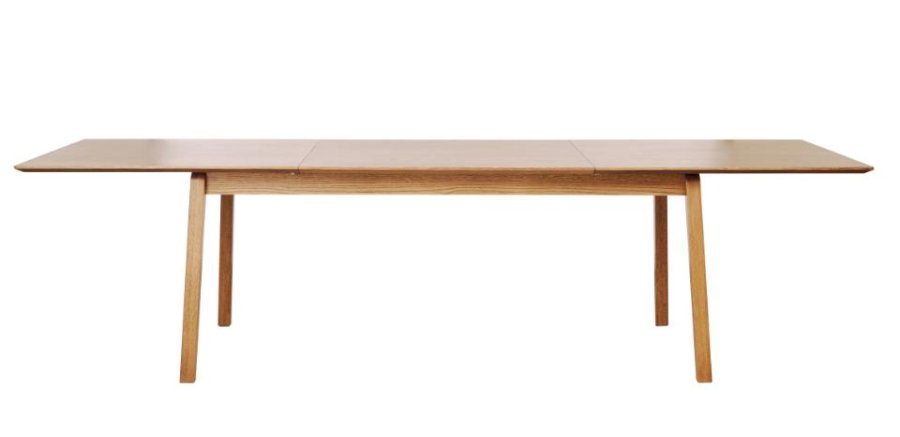 Bari matbord, m. fj&auml;rilsbordsskiva - naturlig ekfan&eacute;r och ektr&auml; (95x190-290)