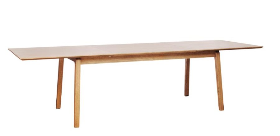 Bari matbord, m. fj&auml;rilsbordsskiva - naturlig ekfan&eacute;r och ektr&auml; (95x190-290)