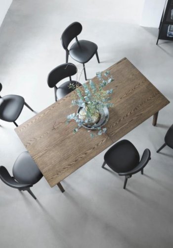 Bari spisebord, m. butterflybordplade - rgfarvet egefinér og egetr (95x190-290)