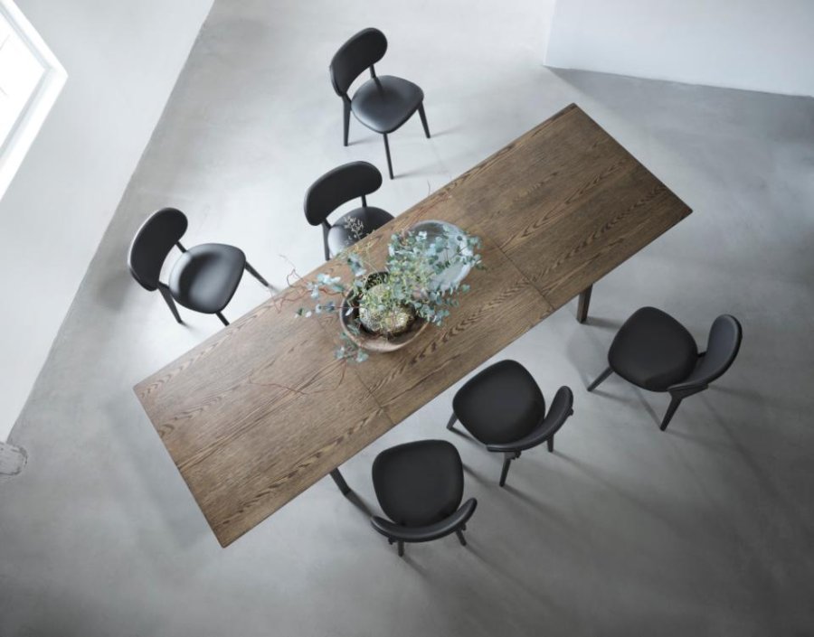 Bari spisebord, m. butterflybordplade - rgfarvet egefinér og egetr (95x190-290)