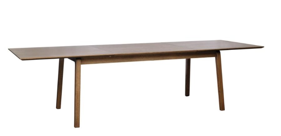 Bari spisebord, m. butterflybordplade - rgfarvet egefinér og egetr (95x190-290)