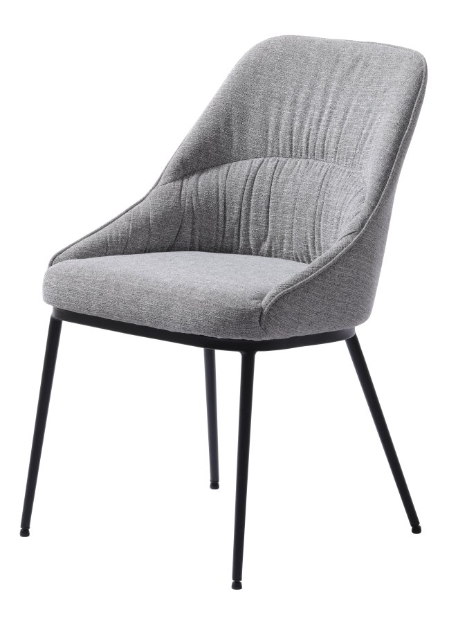 Esszimmerstuhl Meridian – graues Tweed-Polyester und schwarze Beine
