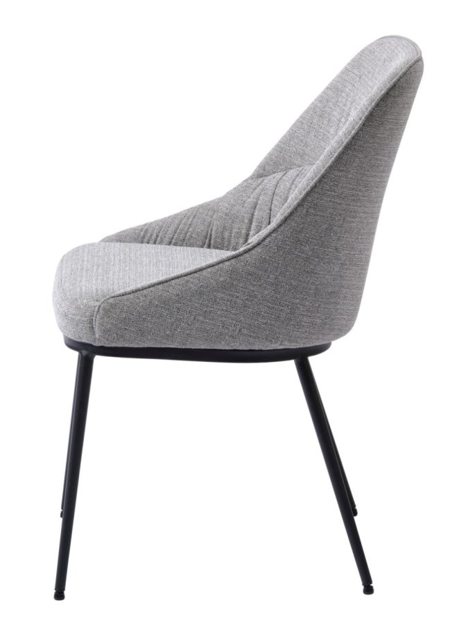 Esszimmerstuhl Meridian – graues Tweed-Polyester und schwarze Beine