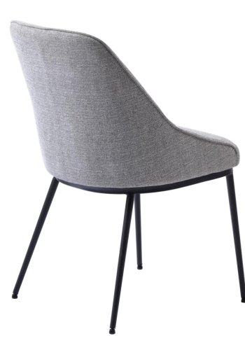 Esszimmerstuhl Meridian – graues Tweed-Polyester und schwarze Beine